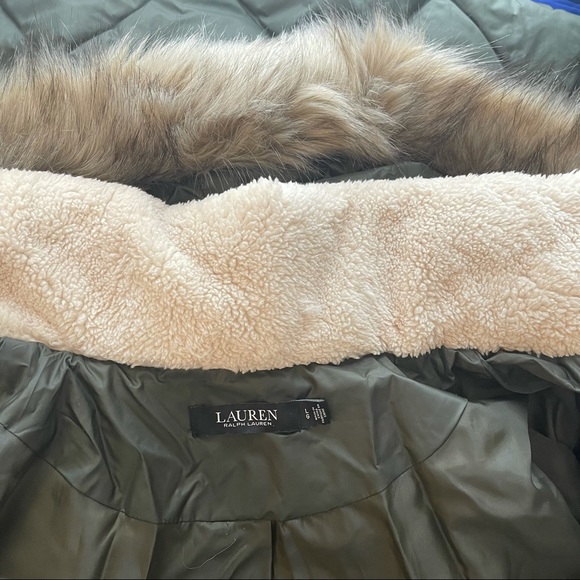 Lauren Ralph Lauren Faux Fur Trim Hooded Puffer Jacket In Litchfield Loden NWT - Picture 6 of 16
